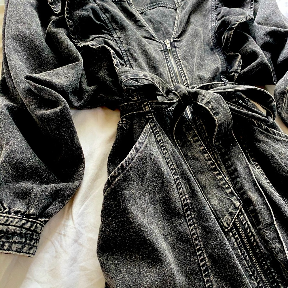 BLACK DENIM FREE PEOPLE MINI DRESS